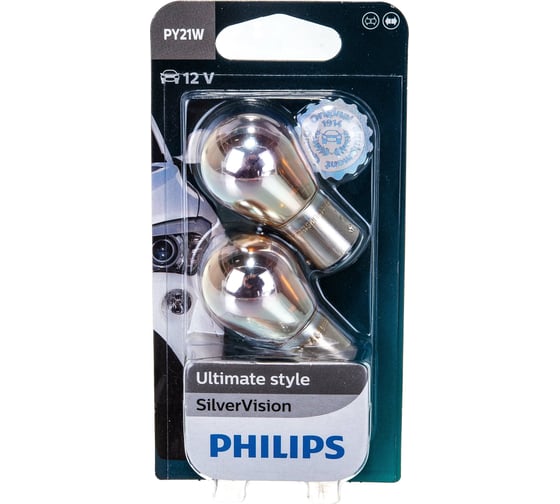 Изображение товара Автолампа PHILIPS PY21W BAU15s+30 SILVER VISION, 2шт 12V ,1,10 12496SVB2