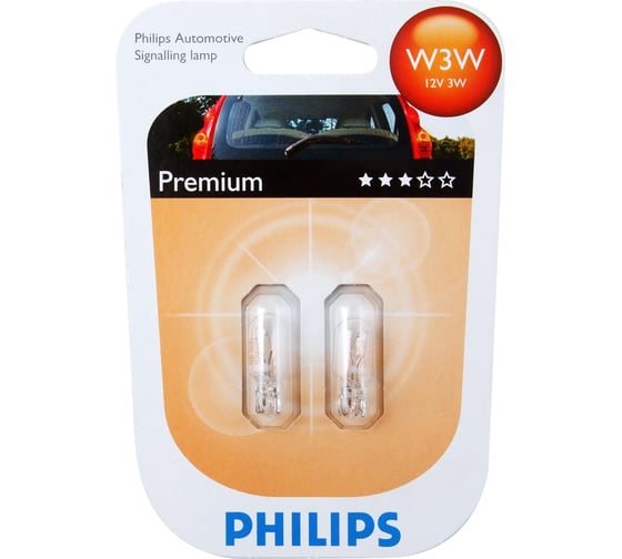 Изображение товара Автолампа PHILIPS W3W W2.1 9.5d, 2шт 12V ,1,10 12256B2