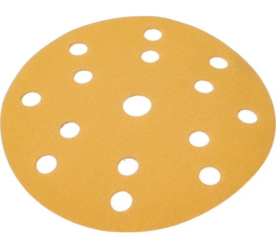 Изображение товара Диск абразивный с липучкой Sandpaper (yellow) 150 мм, 15 отверстий, P180, 5 шт BRUSHTEX 150Y15-180