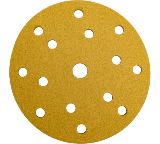 Изображение товара Диск абразивный с липучкой Sandpaper (yellow) 150 мм, 15 отверстий, P80, 5 шт BRUSHTEX 150Y15-80