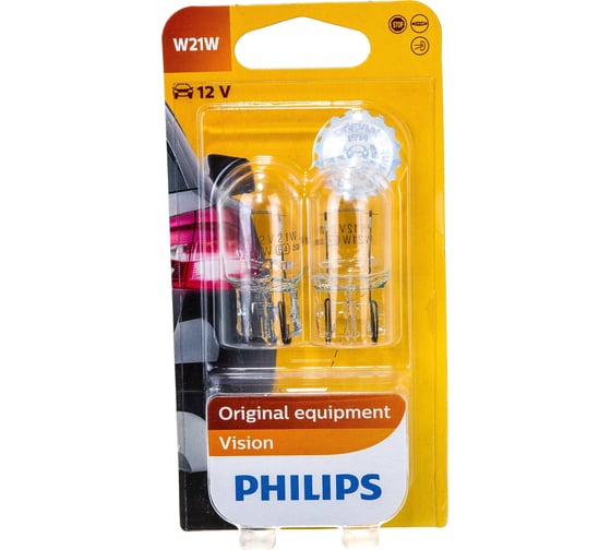 Изображение товара Автолампа PHILIPS W21W W3 16d, 2шт 12V 1,10,100 12065B2