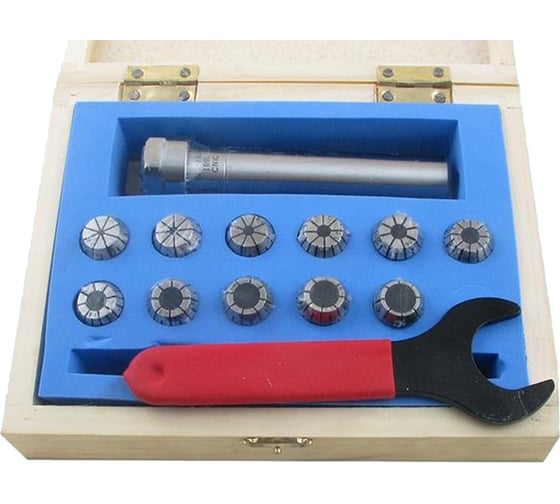 Изображение товара Патрон цанговый с хвостовиком цилиндрическим C25, с набором цанг ER20 из 11 шт, 3-13 мм CNIC 55947