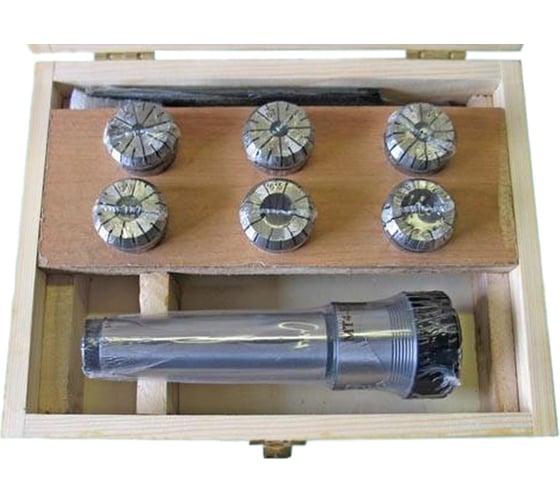 Изображение товара Патрон цанговый с хвостовиком КМ4 М16x2 мм, с набором цанг ER32 из 6 шт, 6, 8, 10, 12, 16, 20 мм CNIC 22071