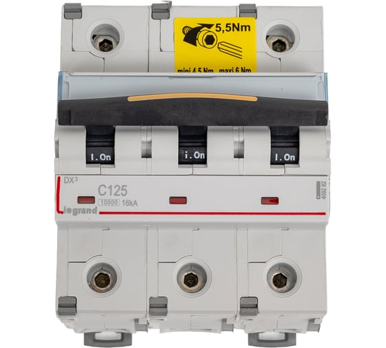 Изображение товара Автоматический выключатель Legrand DX3 3П C125A 10kA/16kA 409282