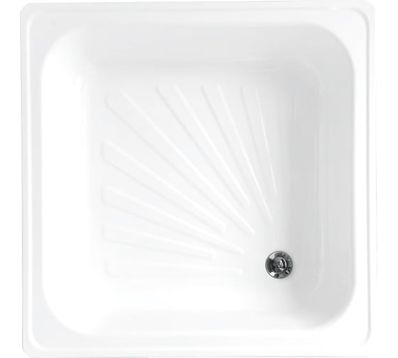 Изображение товара Поддон Loranto квадратный, 70х70х15 см, толщина стали 0.9 мм, отверстие для слива 5 см 00077010