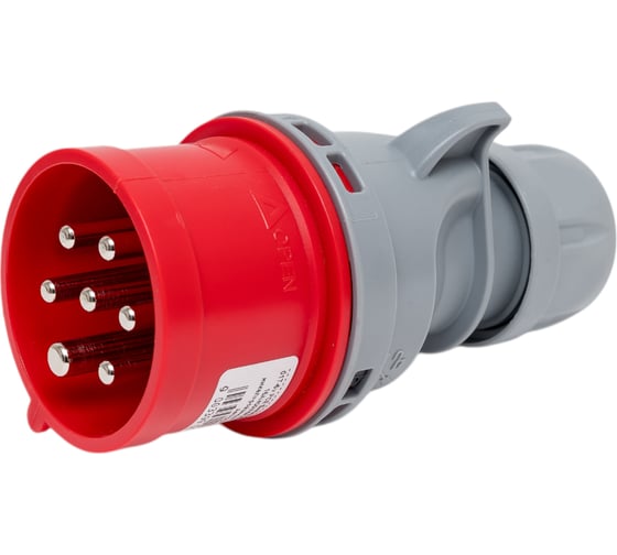 Изображение товара Кабельная вилка семиконтактная PCE 16А 380V 6P+E IP44 с никелированными контактами 017-6v