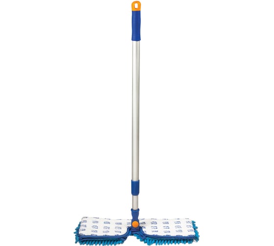 Изображение товара Швабра LAIMA двусторонняя флаундер 40 см, алюминиевый телескоп черенок 130 см, моп микрофибра, лайма 880305