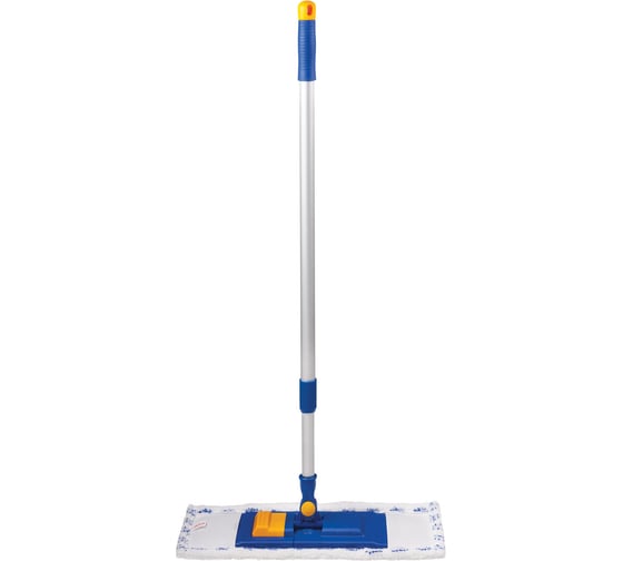 Изображение товара Швабра с флаундером LAIMA 40 см, алюминиевый телескоп, черенок 130 см, моп микрофибра/абразив, лайма 880303