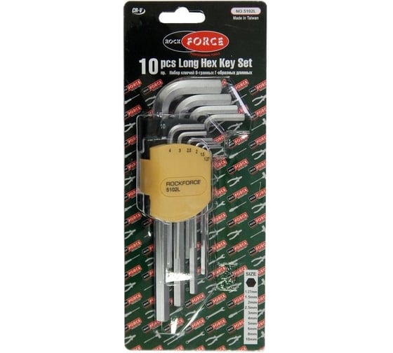 Изображение товара Набор ключей Rockforce шестигранных удлиненных 1.27-10мм RF-5102L(5702)