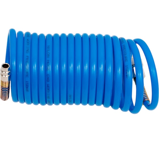 Изображение товара Шланг спиральный с фитингами рапид, химически стойкий полиамидный (рилсан), 15 бар, 6x8 мм, 5 м FUBAG 170222