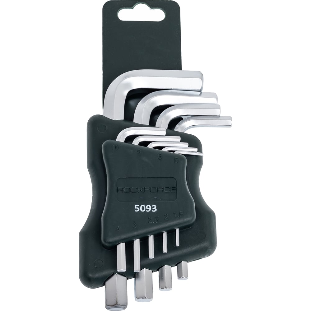 Изображение товара Набор шестигранных ключей Rockforce RF-5093 9 предметов хромированные 1.5-10 мм