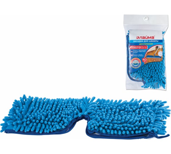 Изображение товара Насадка МОП LAIMA плоская 40 см двусторонняя для швабры 601465, микрофибра ворс/абразив 601483