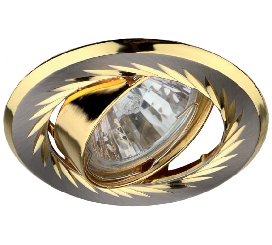 Изображение товара Светильник ЭРА KL6A SN/G литой пов. с гравир по кругу MR16,12V/220V 50W сатин никель/золото C0043674