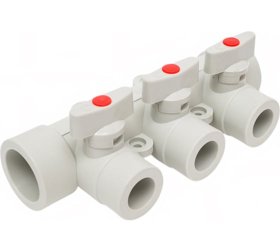 Изображение товара Коллектор с шаровыми кранами LAMMIN ppr 32x3 25/1 серый Lm31081003032G