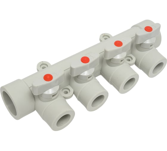 Изображение товара Коллектор с шаровыми кранами LAMMIN ppr 32x4 10/1 серый Lm31081004032G