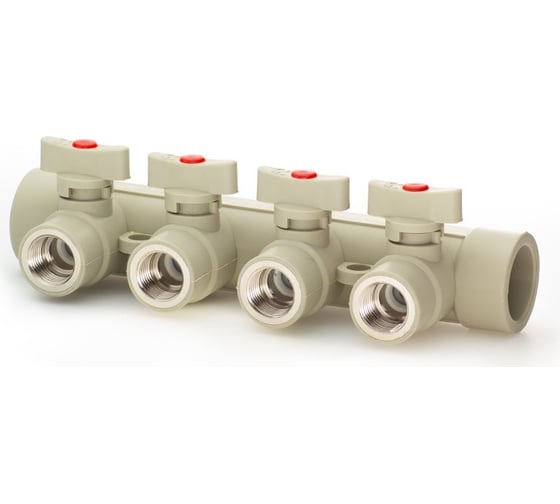 Изображение товара Коллектор с шаровыми кранами LAMMIN ppr вр 32x1/2x4 10/1 серый Lm31082415032G