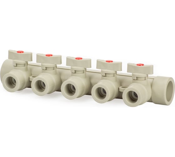 Изображение товара Коллектор с шаровыми кранами LAMMIN ppr 32x5 18/1 серый Lm31081005032G