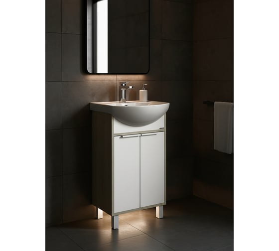 Изображение товара Тумба-умывальник Рико 50 AQUATON Белый/Ясень фабрик, 00000060498 1A212401RIB90