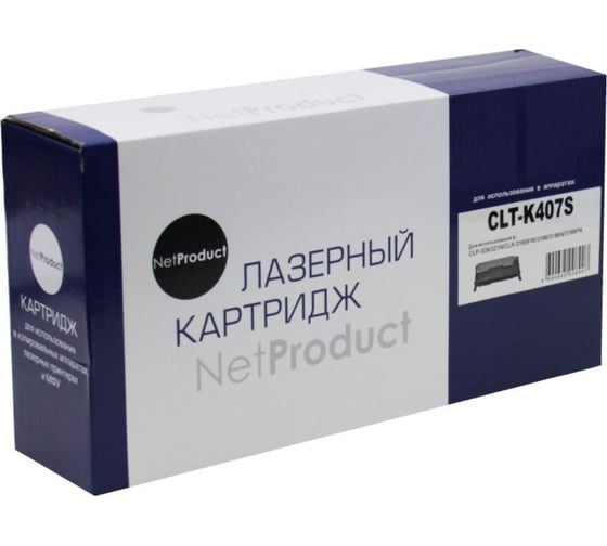 Изображение товара Картридж Netproduct CLT-K407S черный, для Samsung CLP-320/320n/325/CLX-3185, Bk, 1,5K N-CLT-K407S