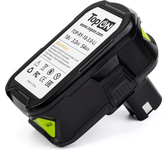 Изображение товара Аккумулятор TopOn для электроинструмента Ryobi. 18V 3.0Ah Li-Ion TOP-RY-18-3.0-Li