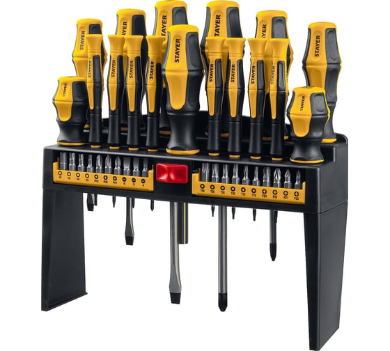 Изображение товара набор отверток с насадками в пластмассовом боксе STAYER Hercules-Pro-37, 37 предметов 25312-H37