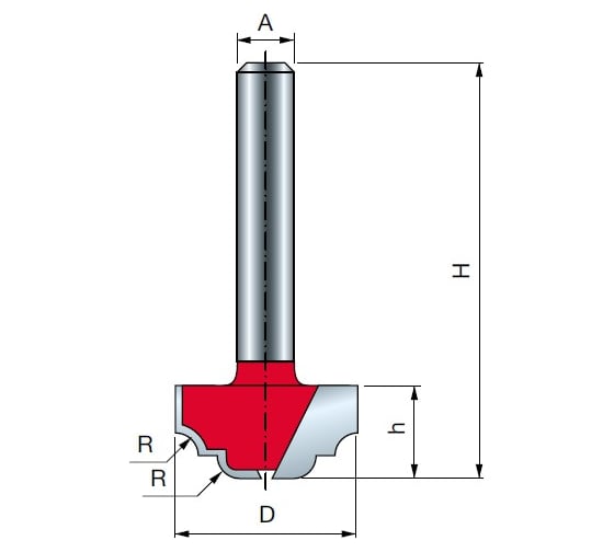 Изображение товара Фреза мультипрофильная желобковая (31.8х12.7 мм; хвостовик 8 мм) FREUD PRO 39-11408