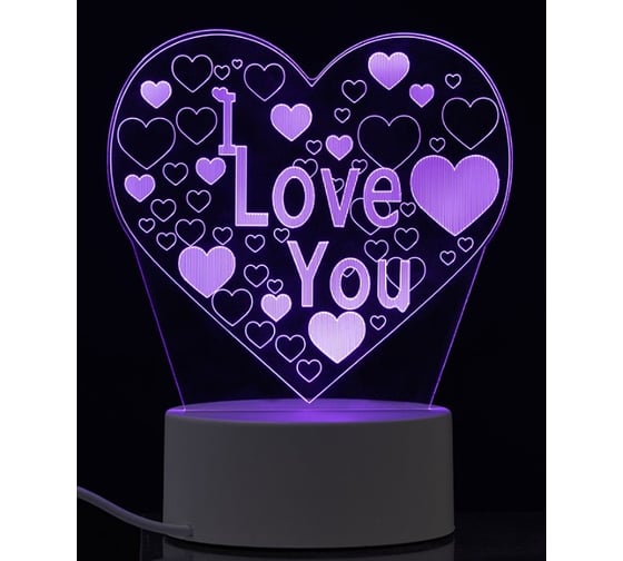 Изображение товара Декоративный светильник ENERGY en-nl 23 3d сердце с надписью i love you 106254