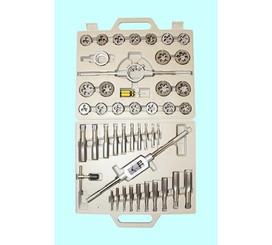 Изображение товара Вороток, плашкодержатель и по 20 метчиков и плашек м6-м24 CNIC в пласт. кейсе 45 позиций 23435