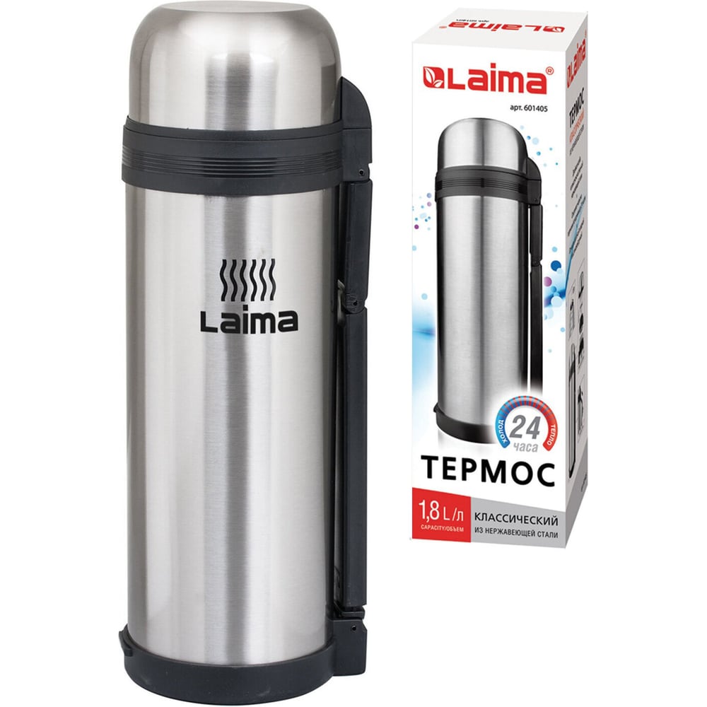 Изображение товара Классический термос ЛАЙМА 1.8 л из нержавеющей стали с узким горлом Изображение товара Классический термос ЛАЙМА 1.8 л из нержавеющей стали с узким горлом