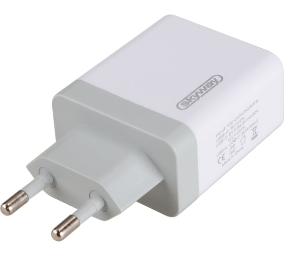 Изображение товара Сетевое зарядное устройство SKYWAY 220v, 30w, usb type-c (pd) белый S04602004