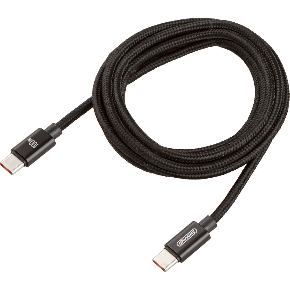 Изображение товара Кабель SKYWAY type-c - type-c 100W 2м мягкая оплетка черный