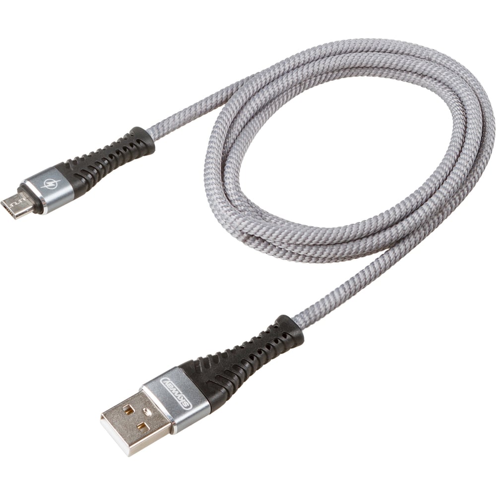 Изображение товара Кабель SKYWAY usb - microusb 1,5м для быстрой зарядки и передачи данных серый