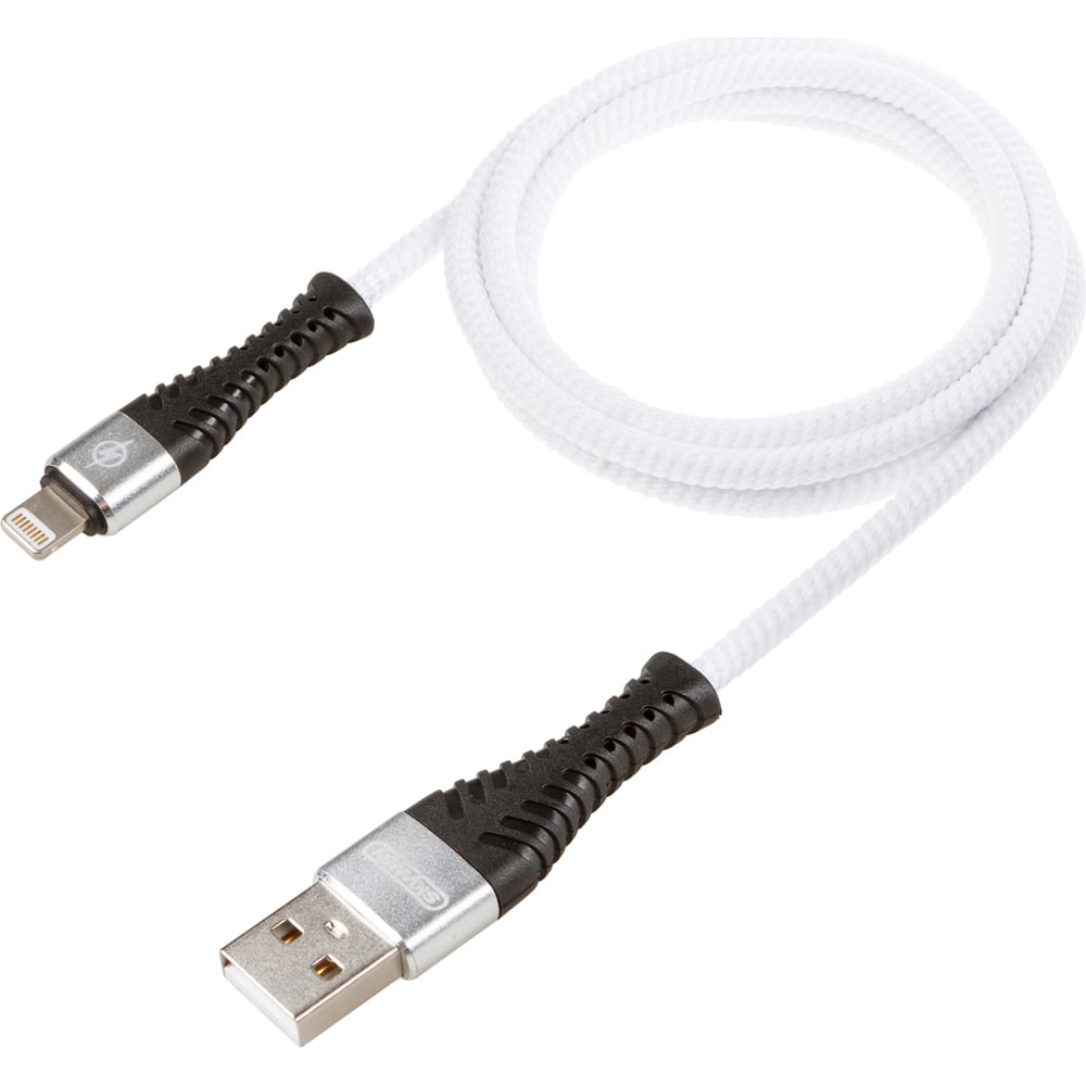 Изображение товара Кабель SKYWAY usb - lightning 10w 1м в мягкой оплетке белый для быстрой зарядки