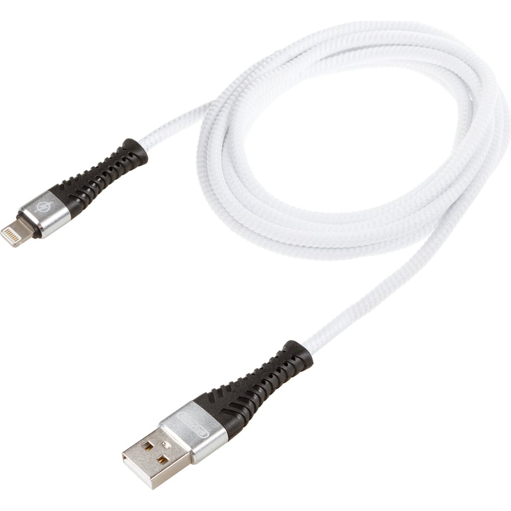 Изображение товара Кабель SKYWAY usb lightning 10w 2м белый мягкая оплетка