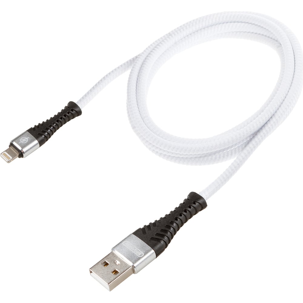 Изображение товара Кабель SKYWAY usb - lightning 10w 1,5м белый мягкая оплетка