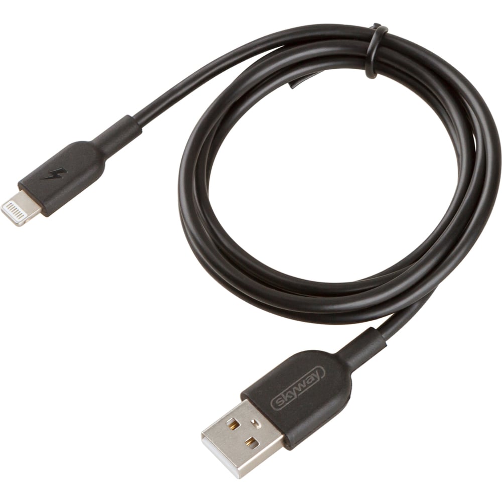 Изображение товара Кабель SKYWAY USB - Lightning 1м черный для быстрой зарядки