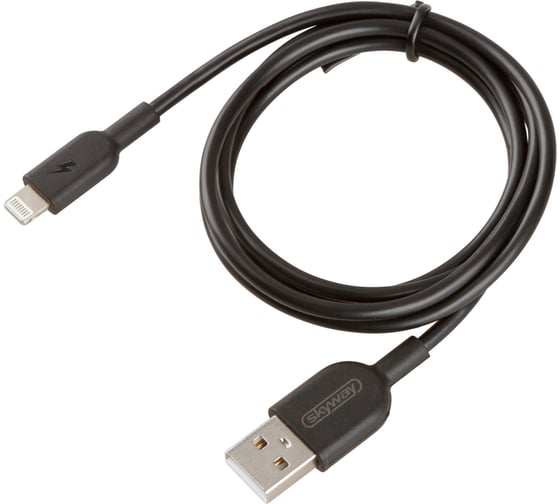 Изображение товара Кабель SKYWAY usb - lightning, 10w, черный, в пакете, 1м S09601006
