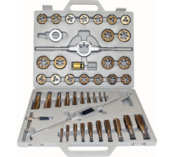 Изображение товара Вороток, плашкодержатель и по 20 метчиков и плашек м6-м24 CNIC в пласт. кейсе 45 позиций 01145 66032