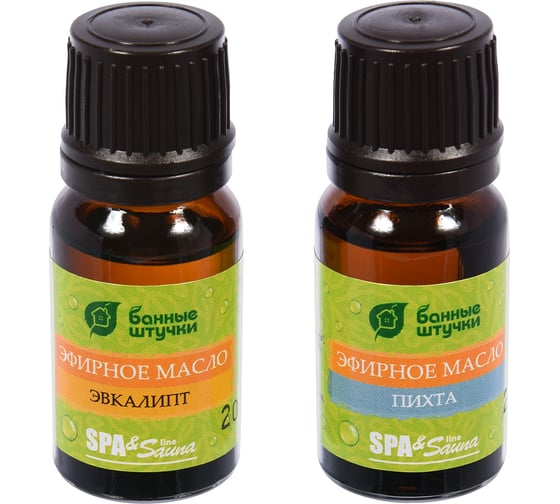 Изображение товара Набор эфирных масел Банные Штучки эвкалипт и пихта, 2 масла по 10 мл в блистере в форме капли 20 32289