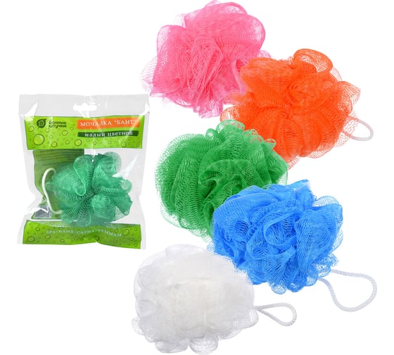 Изображение товара Мочалка для душа Банные Штучки Бант малый цветной, d-10 см, 20 г 40150