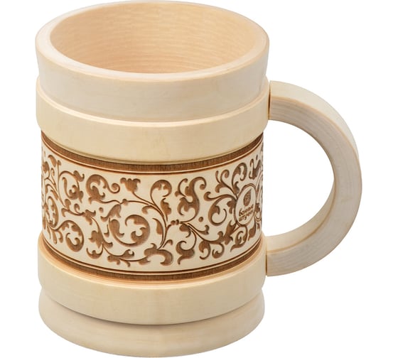 Изображение товара Кружка точёная с выжигом Банные Штучки Бочонок, 1 литр, липа 33283