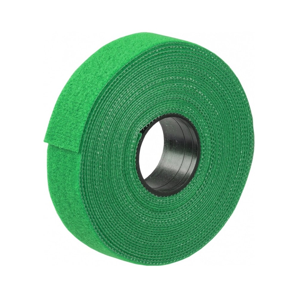 Изображение товара Хомут-липучка ITK 20 мм 5 м зеленая ленточный крепеж без липкой основы