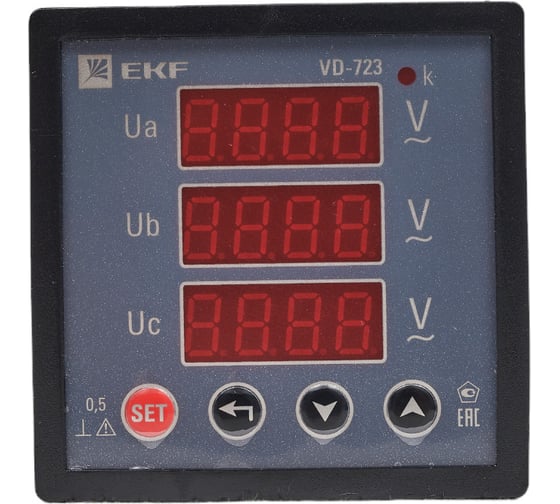 Изображение товара Цифровой вольтметр EKF PROxima на панель, 72х72, трехфазный vd-723
