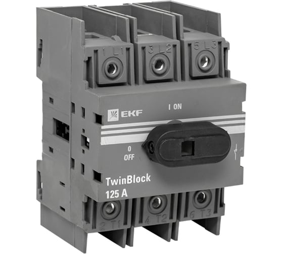 Изображение товара Рубильник EKF 125A 3P c рукояткой управления для прямой установки TwinBlock tb-125-3p-f