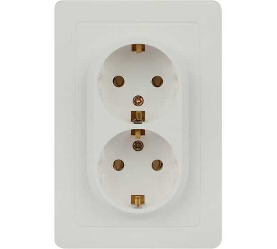 Изображение товара Двойная розетка Intro 720501 Style с заземлением, 2x2PE, Schuko, 16А, 250В, IP20, СУ, белый Б0060621