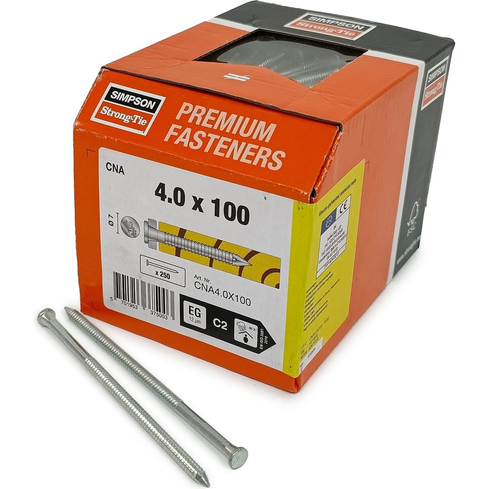 Гвоздь для перфорации Simpson CNA 4х100 мм, цинк, 250 шт. CNA4.0X100