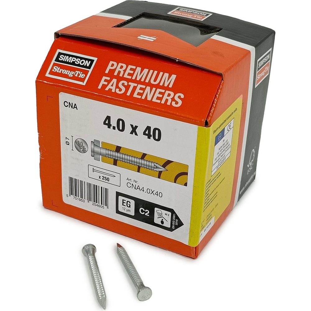 Гвоздь для перфорации Simpson CNA 4х40 мм, цинк, 250 шт. CNA4.0X40