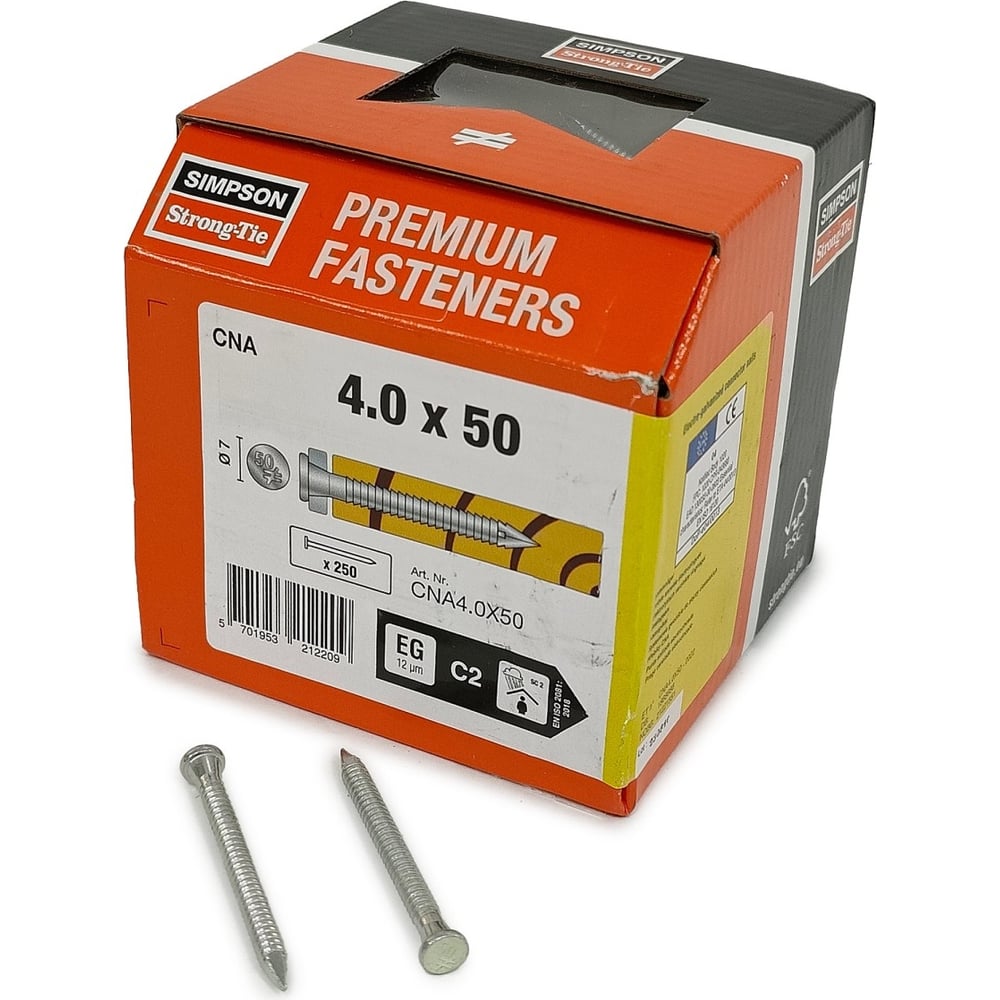 Гвоздь для перфорации Simpson CNA 4х50 мм, цинк, 250 шт. CNA4.0X50