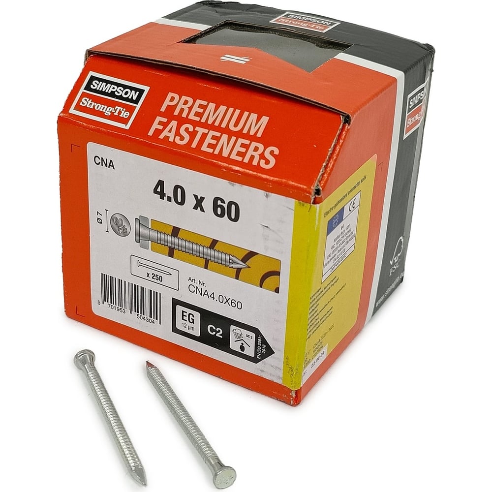 Гвоздь для перфорации Simpson CNA 4x60 мм, цинк, 250 шт. CNA4.0X60