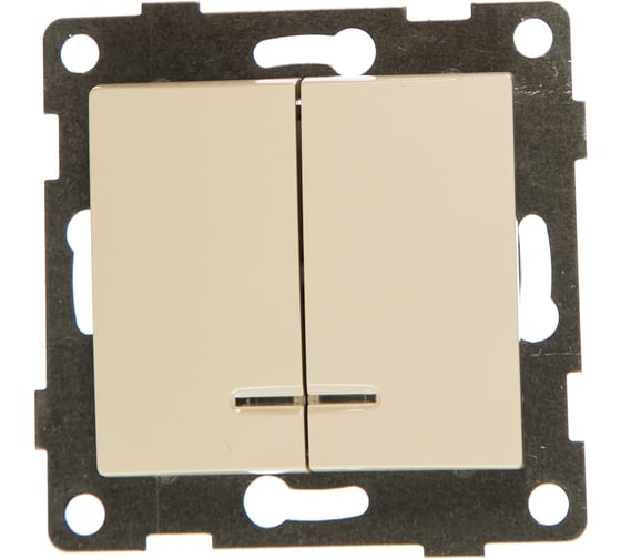 Изображение товара Выключатель GUSI ELECTRIC Bravo 2 клавиши, индикатор, СУ, 10А, 250В, бежевый С10В28-003